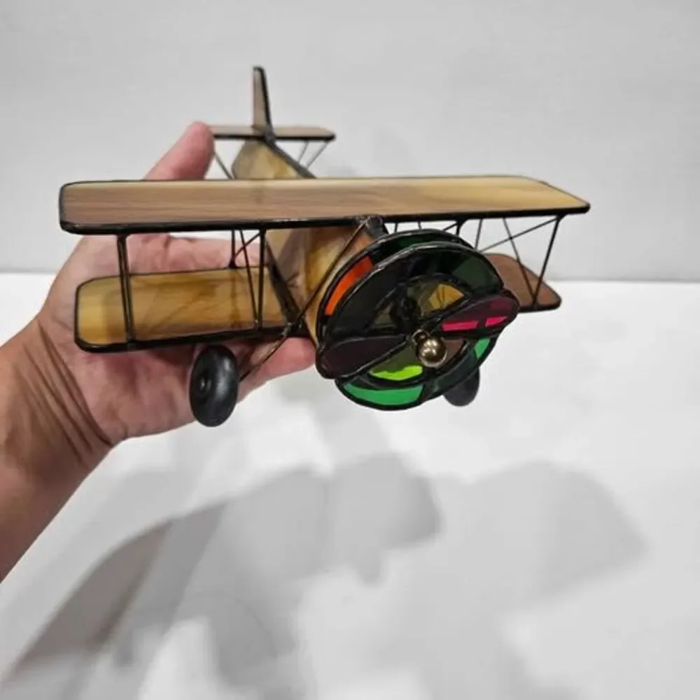 kaleidoscope Decorative Stained Glass Biplane Model